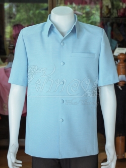 เสื้อผ้าฝ้ายแพรเงิน สีฟ้าอ่อน ไซส์ XL