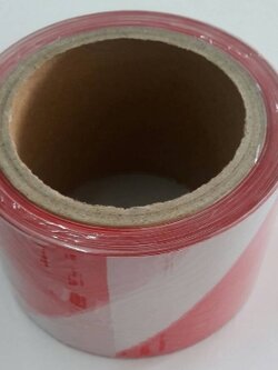 เทปกั้นเขต ( เทปยูโร ) สีแดงขาว กว้าง 7 ซม. ( 3 นิ้ว ) ยาว 100 เมตร