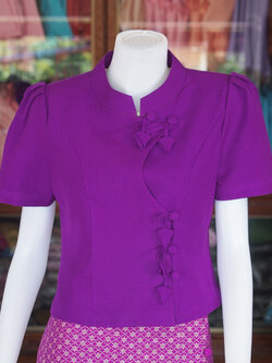 เสื้อผ้าฝ้ายสุโขทัย สีม่วง ไซส์ 3XL