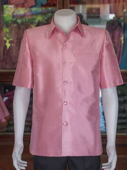 เสื้อสูทไหมมุก สีชมพูกะปิ ไซส์ XL