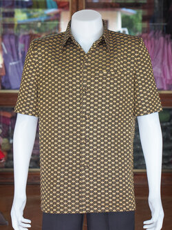 เสื้อผ้าฝ้ายลายดอกหวาย สีทอง ไซส์ XL