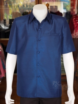 เสื้อผ้าไหมแพรทอง สีกรมท่า ไซส์ XL