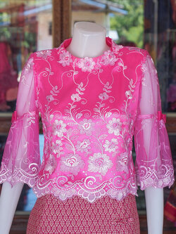 เสื้อลูกไม้ สีบานเย็น ไซส์ L