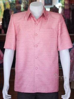 เสื้อผ้าไหมญี่ปุ่น สีชมพูกะปิ ไซส์ XL