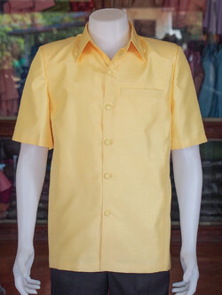 เสื้อผ้าไหมแพรทอง สีเหลืองอ่อน ไซส์ XL