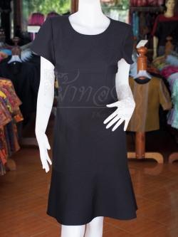 เดรสให้นมผ้าฝ้ายผสม สีดำ