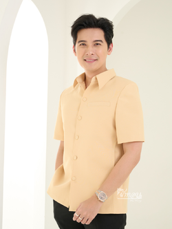 เสื้อผ้าฝ้ายแพรเงิน สีเหลืองครีม ไซส์ XL