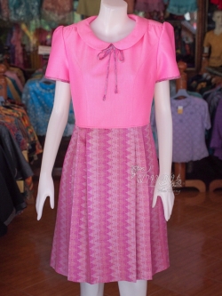 เดรสผ้าทอลายมัดหมี่สุโขทัย ไซส์ S