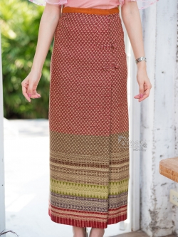 ผ้าถุงป้าย ผ้าทอลายพิกุล เอว 28 นิ้ว