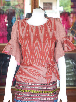 เสื้อผ้าฝ้ายย้อมคราม สีกะปิ ไซส์ L