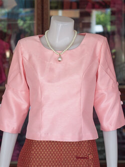 เสื้อผ้าไหมแพรทอง สีชมพูโอรส ไซส์ L