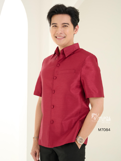 เสื้อผ้าไหมแพรทอง สีแดง ไซส์ XL