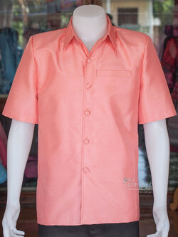 เสื้อผ้าไหมแพรทอง สีส้ม ไซส์ XL