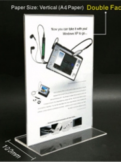 ป้ายสอดกระดาษแบบตั้งตรงขนาด A4 แนวตั้ง หนา 2มม.