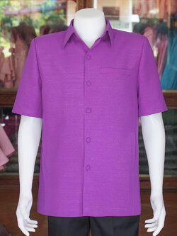 เสื้อผ้าฝ้ายแพรเงิน สีม่วงเข้ม ไซส์ XL