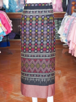 ผ้าถุงป้าย ผ้าทอลายดอกกุหลาบ เอว 32 นิ้ว