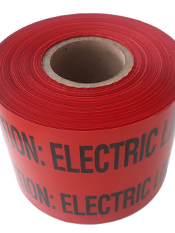 Underground tape เทปฝังใต้ดิน สีแดง "CAUTION ELECTRIC LINE BURIED BELOW " กว้าง 15 ซม.(6นิ้ว) ยาว 305 เมตร