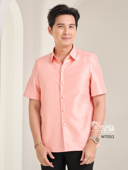 เสื้อผ้าไหมแพรทอง สีโอรส ไซส์ M