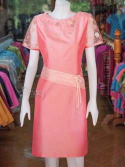 เดรสผ้าไหมแพรทอง ไซส์ 3XL