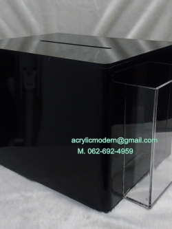 กล่องรับความคิดเห็น อครีลิคสีดำทึบหนา 3 มิล. ไม่มีสติ๊กเกอร์