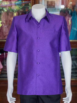 เสื้อสูทไหมมุก สีม่วงเข้ม ไซส์ XL