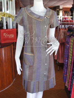 เดรสผ้าฝ้ายลายมุกสลับสี ไซส์ S