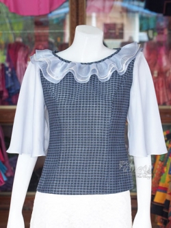 เสื้อผ้าทอลายมุก สีเทา ไซส์ L