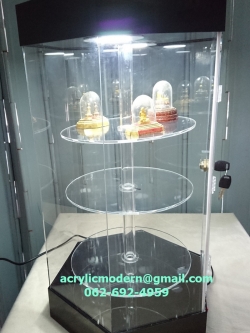 ตู้โชว์หกเหลี่ยม หมุนได้ มีไฟ