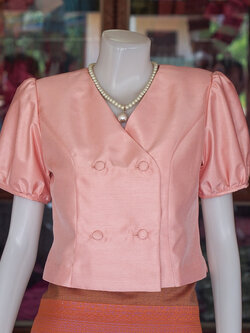 เสื้อผ้าไหมแพรทอง สีชมพูโอรส ไซส์ L
