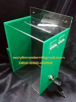 กล่องรับความคิดเห็น ติดผนังแบบสองสี (เขียวทึบ)