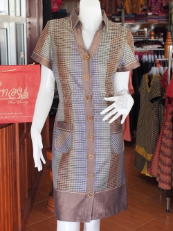 เดรสผ้าฝ้ายลายมุกสลับสี ไซส์ M