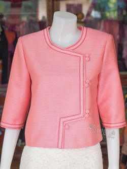 เสื้อผ้าฝ้ายสุโขทัย แต่งเดินไหม สีโอรส ไซส์ M