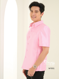 เสื้อผ้าไหมแพรทอง สีชมพูอ่อน ไซส์ M