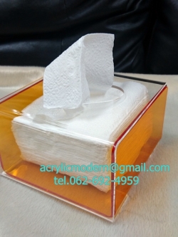กล่องทิชชูป๊อบอัพ สีส้มโปร่ง