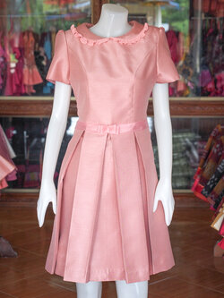 เดรสผ้าไหมแพรทอง สีกะปิ ไซส์ L