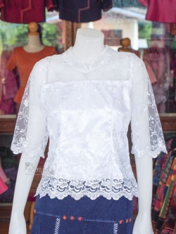 เสื้อลูกไม้ สีขาว ไซส์ 3XL