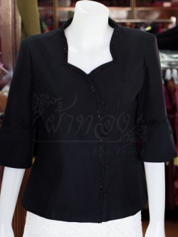 เสื้อผ้าฝ้ายสุโขทัยสีดำ ปักมุก ไซส์ L