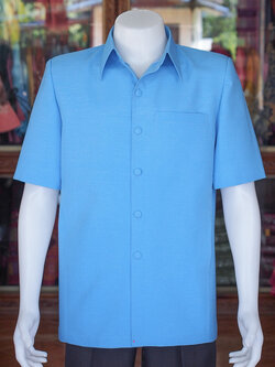 เสื้อผ้าฝ้ายแพรเงิน สีฟ้า ไซส์ XL