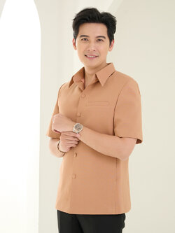 เสื้อผ้าฝ้ายแพรเงิน สีน้ำตาลทอง ไซส์ XL