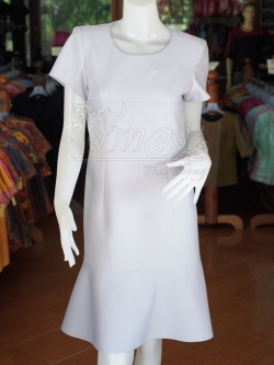 เดรสให้นมผ้าฝ้ายผสม สีเทา