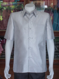 เสื้อสูทไหมมุก สีเทาเงิน ไซส์ XL