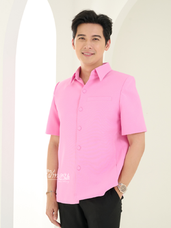 เสื้อผ้าฝ้ายแพรเงิน สีชมพูกลีบบัว ไซส์ XL