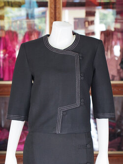 เสื้อผ้าฝ้ายสุโขทัยลายลูกแก้ว แต่งเดินไหม สีดำ ไซส์ L