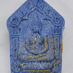 หลวงปู่มหาศิลา สวนสงฆ์แกเปะ ขุนแผน ล้านรวยรวย หลัง พระคาถาหัวใจขุนแผน เจ้าน้ำเงินโรยตะไบทอง KA4211