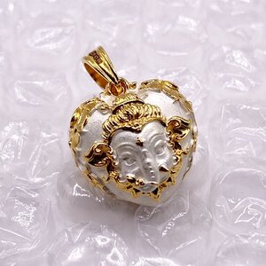 พระอาจารย์อำนาจ มหาวีโร พระคเณศน้อย รุ่น หัวใจโภคทรัพย์ หัวใจคเณชา เนื้อบรอนซ์ชุบ2K (ทอง-เงิน) KM228