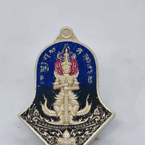 หลวงพ่ออิฏฐ์ วัดจุฬามณี ท้าวเวสสุวรรณ เทวา ประธานทรัพย์สินเจริญดี อัลปาก้า ลงยา KA1866