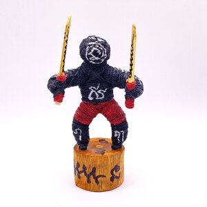 หลวงพ่อเมียน วัดจะเนียงวนาราม หุ่นพยนต์ดาบคู่ รุ่น จอมพิฆาตปราบไพรี (สูงประมาณ 3 นิ้ว) ดำ Ka2477