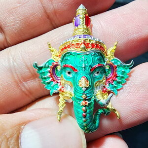 พระพิฆเนศวร์ เศรษฐีปาฏิหารย์ วัดสุวรรณเจดีย์ พระนครศรีอยุธยา ลงยาพิเศษ (AB5798)