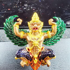 พ่อท่านเขียว วัดห้วยเงาะ พญาครุฑ กิตติคุโณ 90 ลงยา ปีกเขียว กล่องเดิม (KP6036)