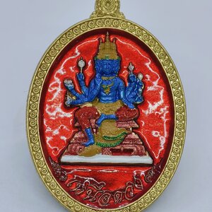 หลวงปู่มหาศิลา วัดพระธาตุหมื่นหิน พระพรหมเหนือดวง ลงยาแดง KA1372